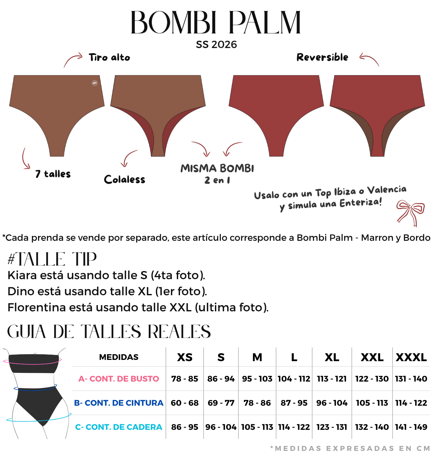 bombacha tiro alto colaless reversible bordo y marron